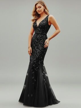 Amelia Couture black sequin dress, size 4, NEW WITH TAGS!
